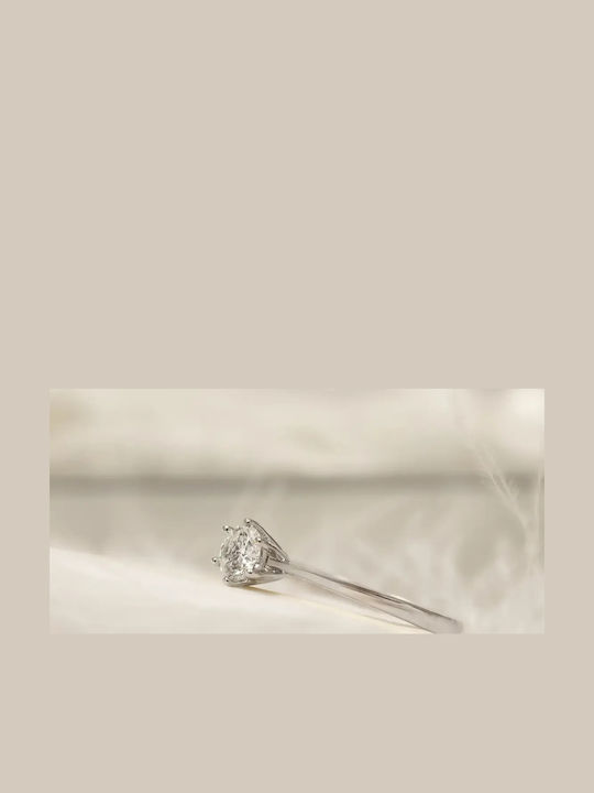 Einzelner Steine Ring aus Weißgold 18K mit Diamant