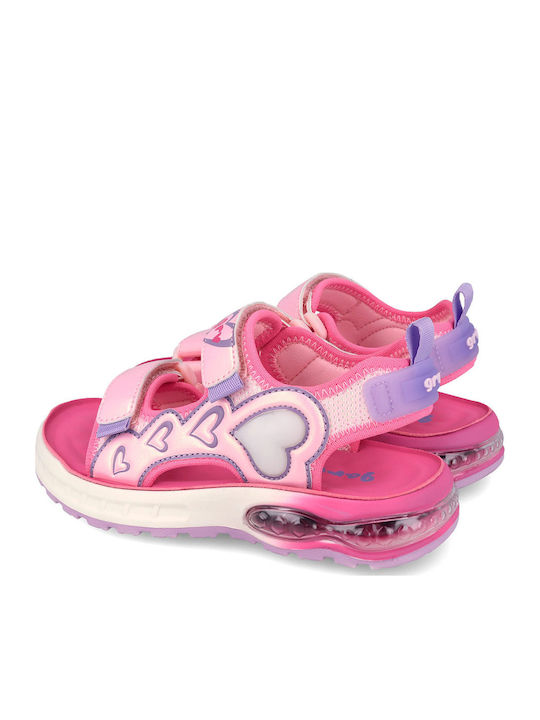 Kids' Anatomic Sandals with Hoop & Loop Closure & Lights Pink