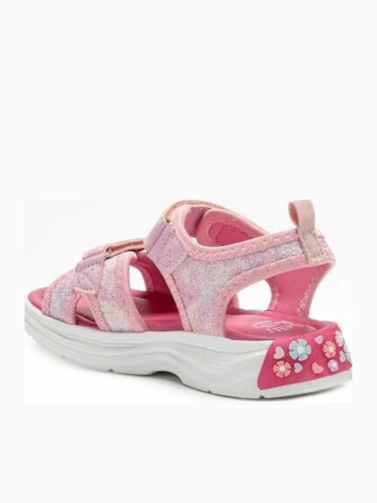Kids' Anatomic Sandals with Hoop & Loop Closure and Lights Pink