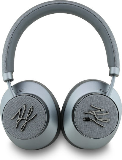 Karl Lagerfeld Grained Initials Wireless Bluetooth Over Ear Headphones with 30 Hours Playing Time Gray