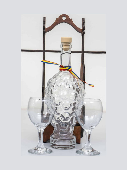Decantor Din Sticlă Pentru Servirea Vinului Cu Dop și Pahare Maro 1000ml