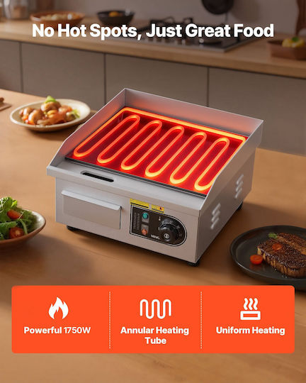 Vevor Ηλεκτρικό Πλατώ Ψησίματος 35.5x30x 2kW με Λεία Πλάκα