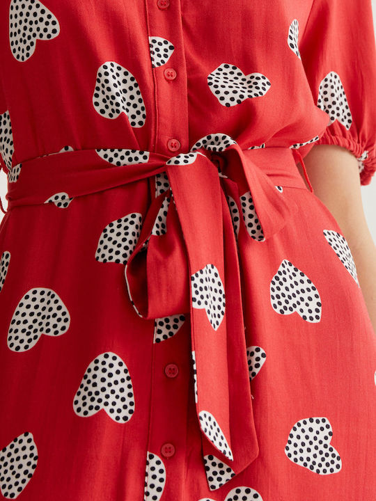 Sommer Midi Hemdkleid Rote