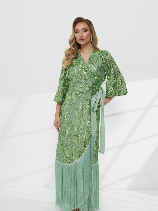 Maxi Dress for Wedding - Christening Green KM609 020