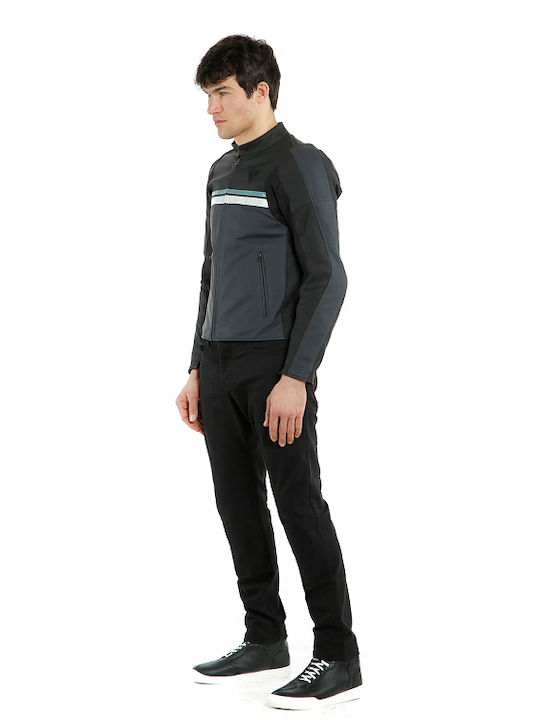 Dainese HF 3 Herren Leder Motorradjacke 4 Jahreszeiten Schwarz/Gletscher-Grau