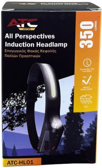 ATC ATC LED Kopf Taschenlampe IPX4 mit Maximaler Helligkeit 350 Lumen