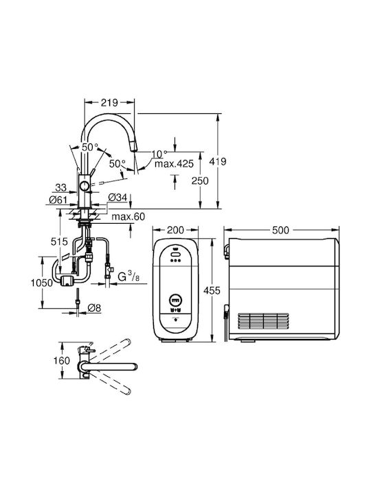Grohe Μπαταρία Κουζίνας Πάγκου Γκρι