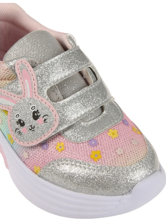 Kids Sneakers with Hoop & Loop Closure Silver