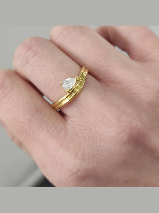 Jools Damentlicher Ring mit Zirkon aus vergoldetem Silber
