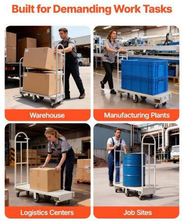 Vevor Transport Trolley for Load up to 900kg in Gray Color