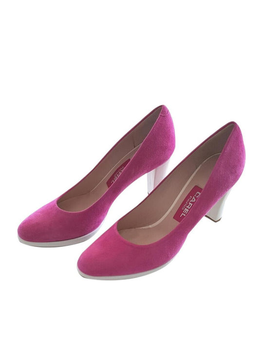 Suede Heels with High Heel Fuchsia