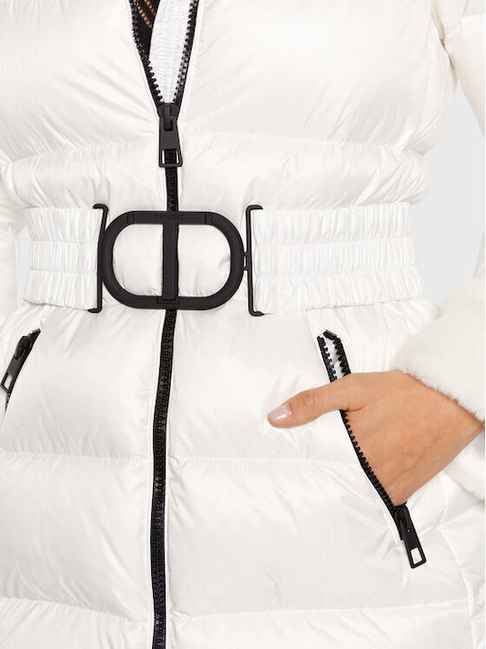 Langes Damenjacke für Winter Weiß