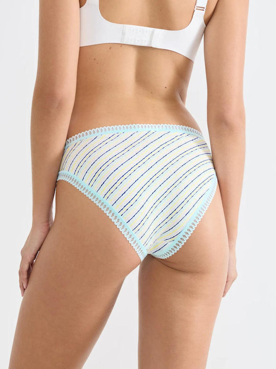 Cotton Women's Briefs 3Pack Light Blue Blue Printed