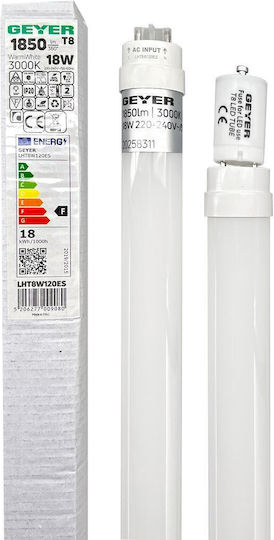 Geyer LED-Lampe 18W Röhrenform für Fassung G13 und Form T8 Warmes Weiß