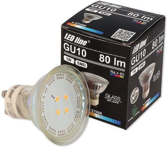 LED line Λάμπα LED 1W για Ντουί GU10 Θερμό Λευκό 80lm
