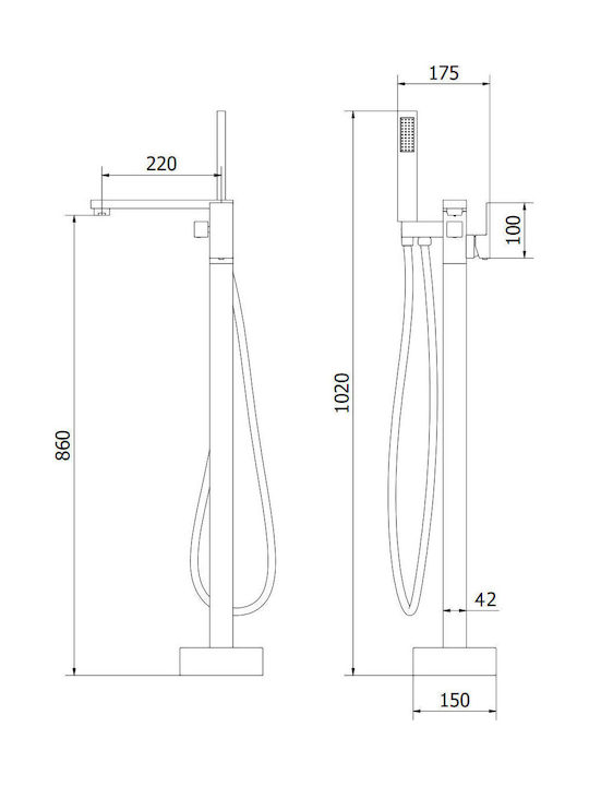 Mexen Thermostatic Bathtub Mixing Faucet Complete Set