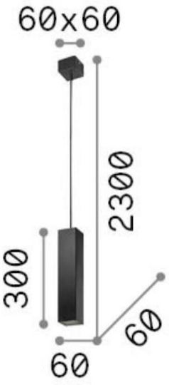 Ideal Lux Sky Κρεμαστό Φωτιστικό Μαύρο με Ντουί GU10 6x6x30εκ.