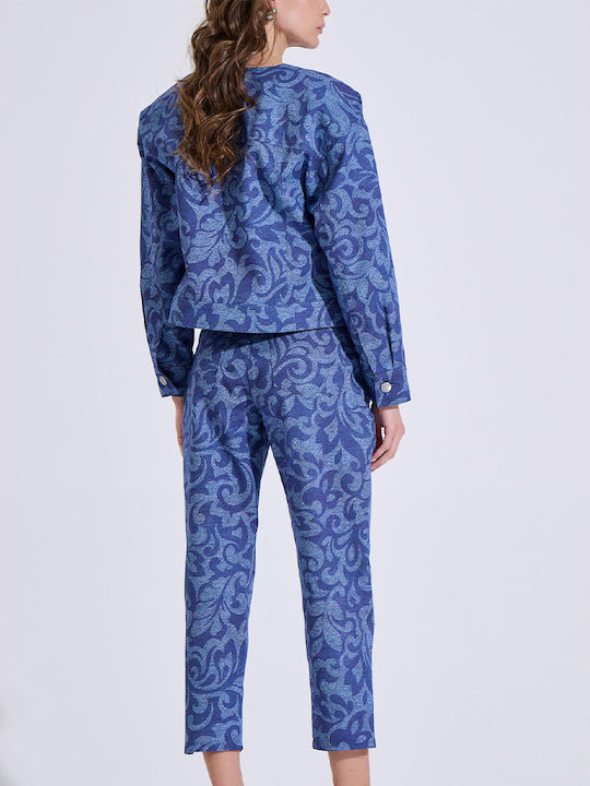 Women's Blue Kit with Trousers in Carrot Fit