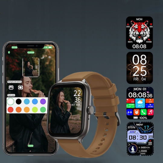 Έξυπνο Ρολόι Noname Smart Watch Imiki St1 Καφέ