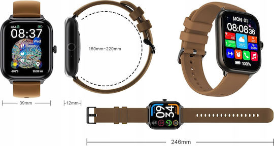 Έξυπνο Ρολόι Noname Smart Watch Imiki St1 Καφέ