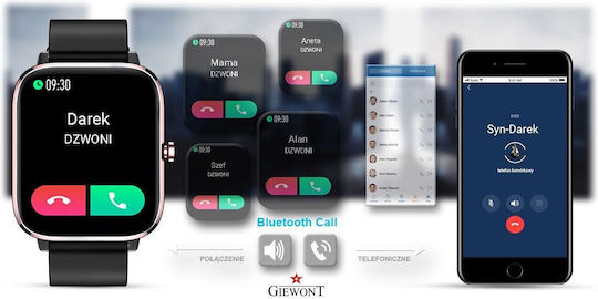 Smartwatch Giewont Dynamic Smartcall Gw230-3 Rose Gold Efect Negru