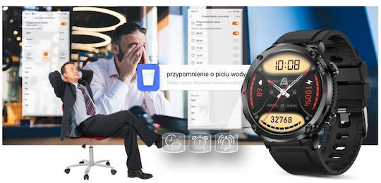 Ceas Inteligent Gravity Pentru Bărbați Smartwatch Gravity Gt21-6 Bk Rd Bk