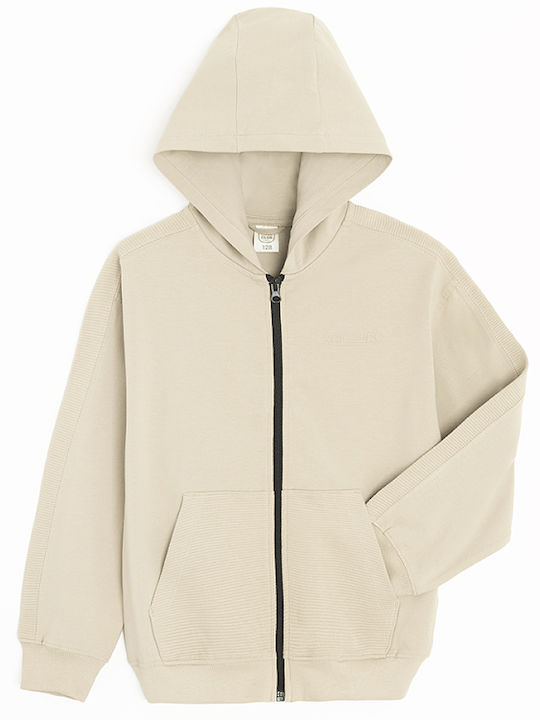 Kinder-Sweatshirt Strickjacke mit Kapuze Beige