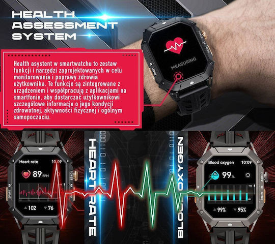 Rubicon Smartwatch Rncf24 Gray Silicone Bt Call Conversations