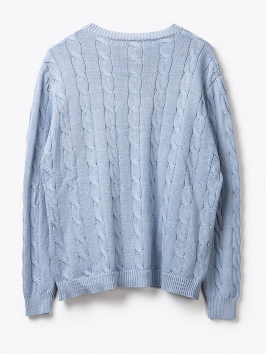 Short Women's Knitted Cardigan Light Blue
