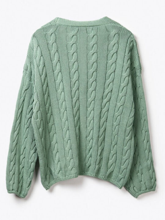 Short Women's Knitted Cardigan Mint