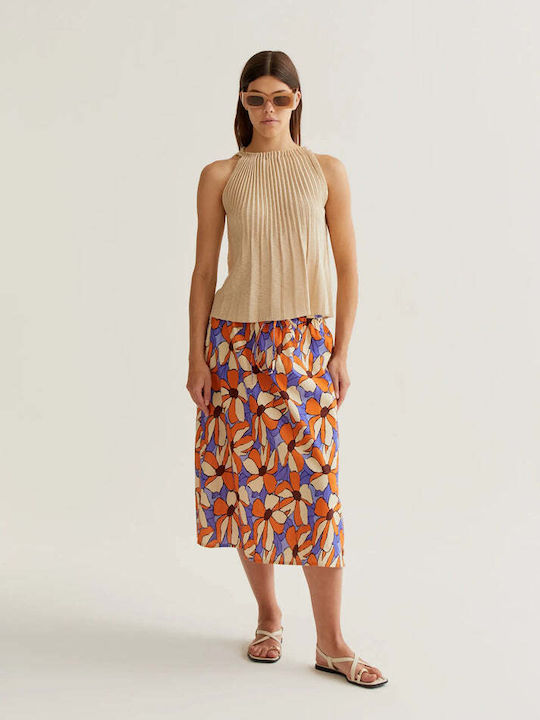 High Waist Midi Skirt Multicolour