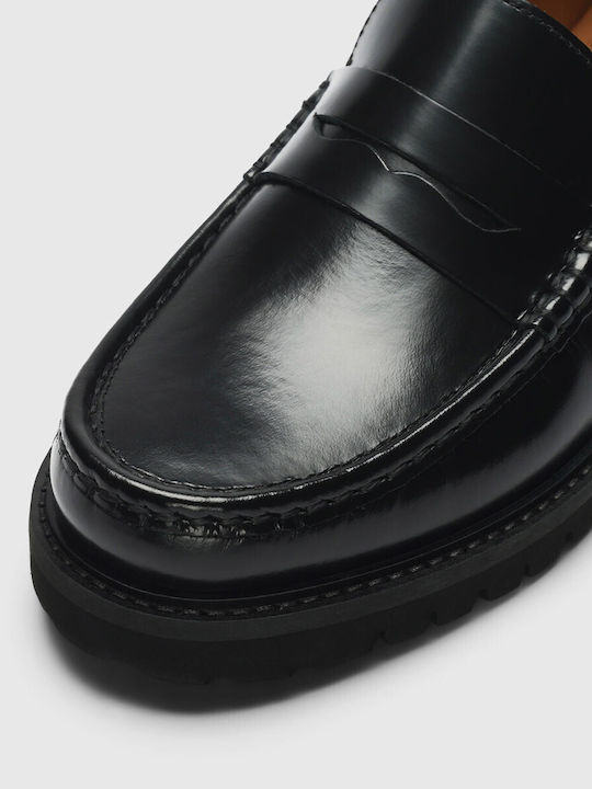 Leder Herren Mokassins in Schwarz Farbe