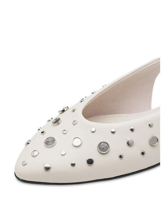 Damen Ballerinas Slingback Mit Riemen in Weiß Farbe