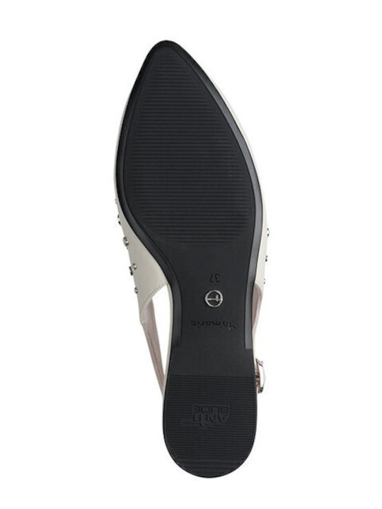 Damen Ballerinas Slingback Mit Riemen in Weiß Farbe