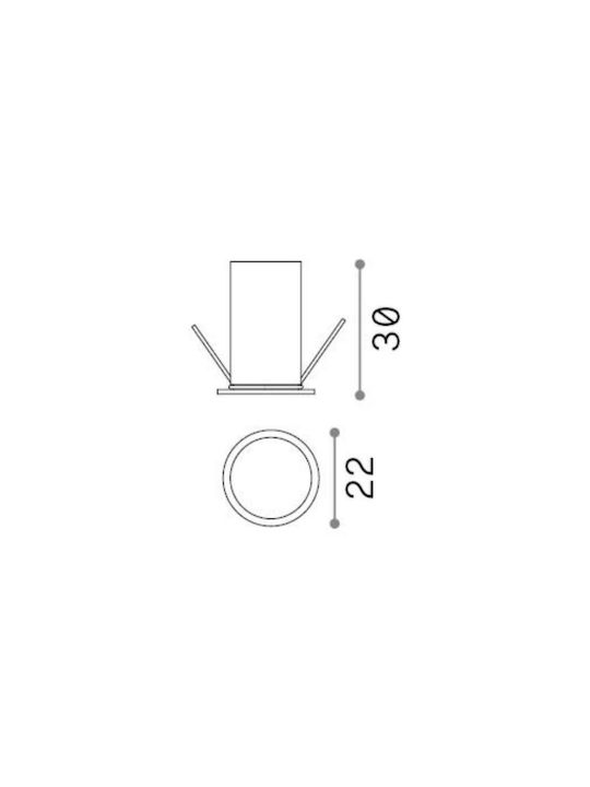 Ideal Lux Quark Metallic Recessed Spot with Integrated LED and Warm White Light 2.2x2.2cm. 1pcs