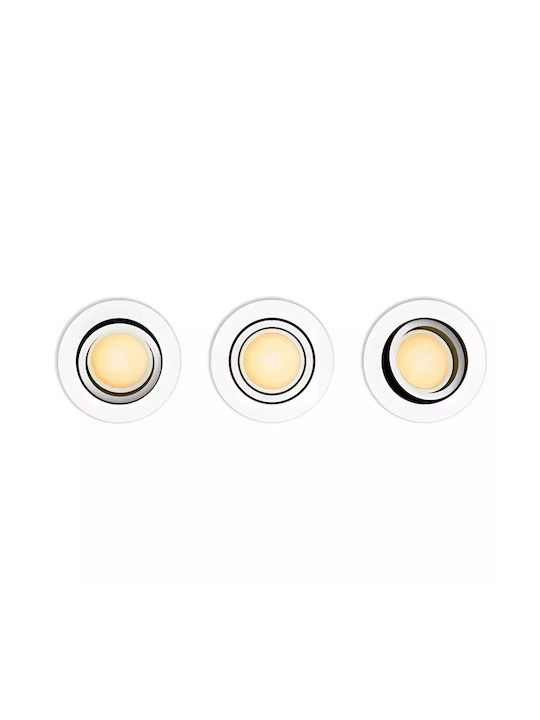 Philips Milliskin Στρογγυλό Χωνευτό Σποτ με Ντουί GU10 Λευκό 3τμχ