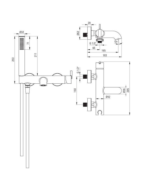Deante Thermostatic Bathtub Mixing Faucet Complete Set White