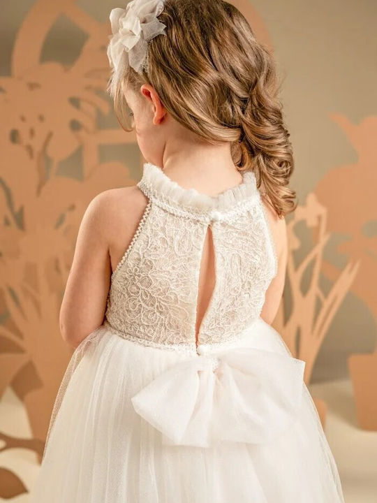 Baby Bloom Rochie Ecru de Botez din Dantelă