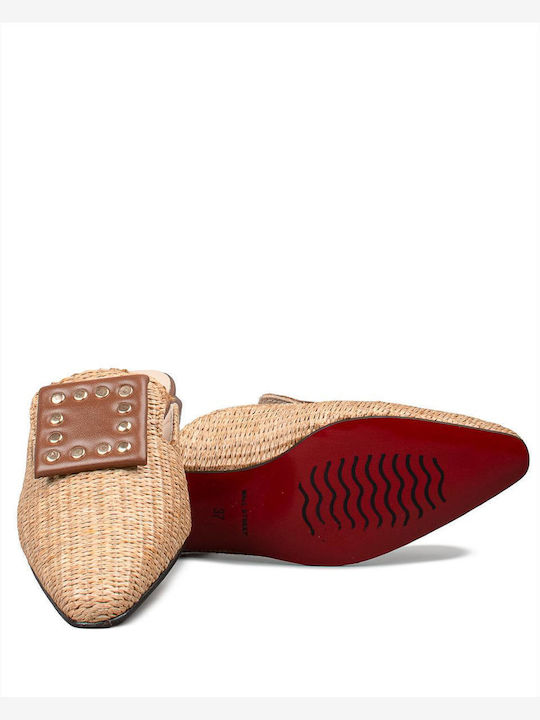 Mules With Heel In Beige Colour