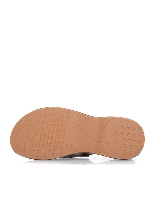 Leather Mules with Low Heel in Brown Colour
