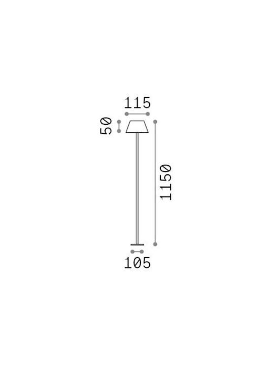 Ideal Lux Pt LED Floor Lamp H115xW14cm. with Warm White Light 230lm White