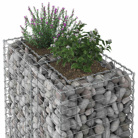 vidaXL Gabion Box Pentru Garduri De Grădină Din Oțel 90x50x80 Cm Argintiu