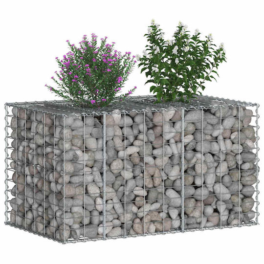 vidaXL Gabion Box Pentru Garduri De Grădină Din Oțel 100x60x55cm Argintiu