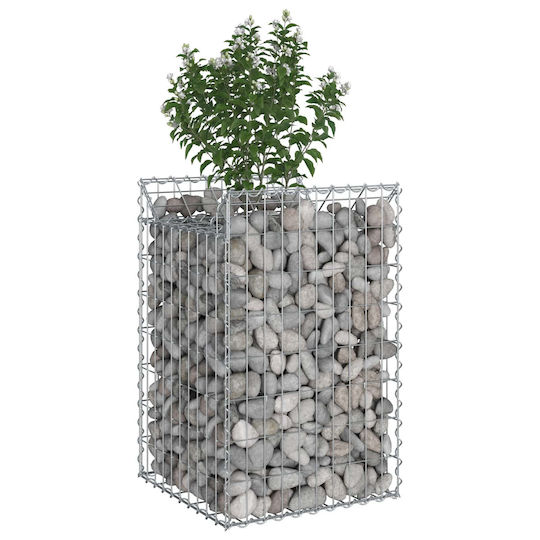 vidaXL Gabion Box Pentru Garduri De Grădină Din Oțel 50x50x80 Cm Argintiu