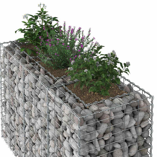 vidaXL Gabion Box Pentru Garduri De Grădină Din Oțel 130x50x80 Cm Argintiu