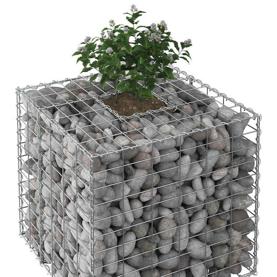vidaXL Gabion Box Pentru Garduri De Grădină Din Oțel 60x60x55cm Argintiu
