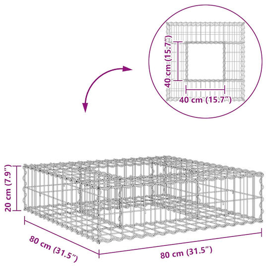 vidaXL Кутия Gabin За Ограда На Градина От Стомана 80x80x20см Сребрист