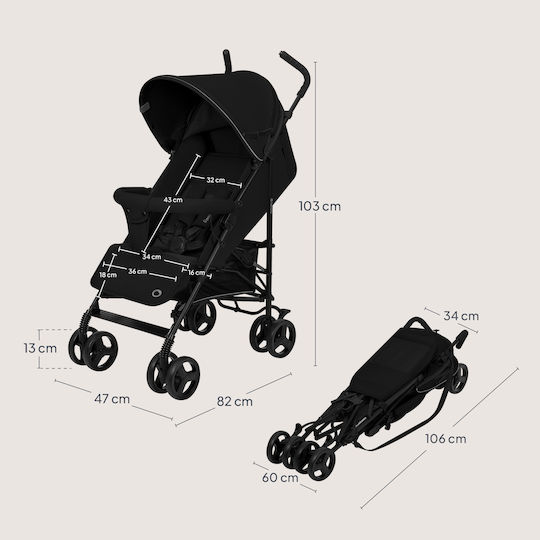 Lionelo Elia Regenschirm Kinderwagen Für Alter 6+ Monate Schwarz Onyx