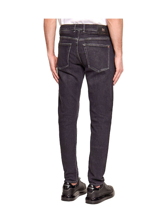 Men's Elastic Jeans Pants with Slim Tapered Fit Black