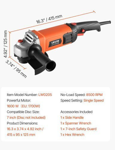 Vevor SCMCJL7YCDS1AF6TO001V2 Τροχός 178mm Ρεύματος 1700W